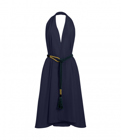 Aline Robe Pareo Malin Blue Print En Coton Uni