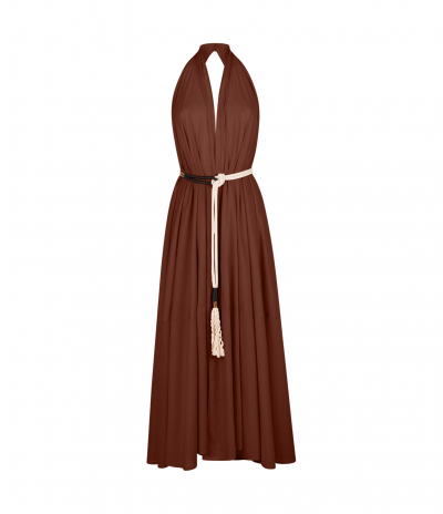 Acacia Robe Paréo Chocolat En Coton Uni