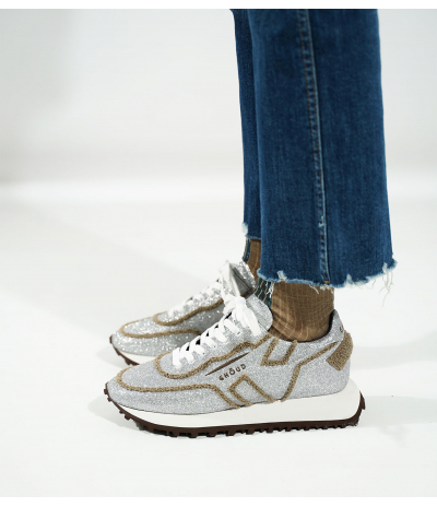 Baskets Rush Low Eponge Argent Marron