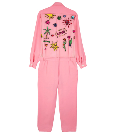 Jumpsuit With Embroidered Mesh Back Pink