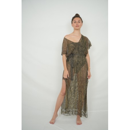 Poncho Long Noir Lurex