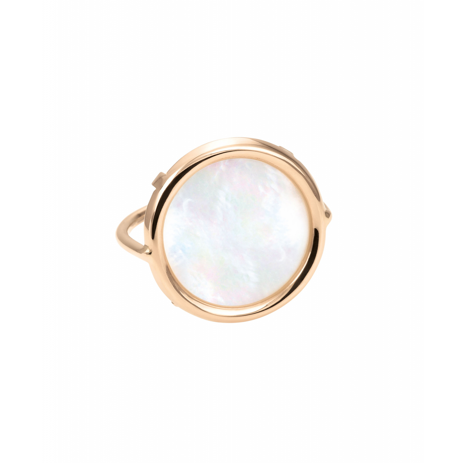 Bague Disc Nacre Blanche