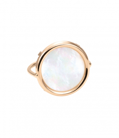 Bague Disc Nacre Blanche