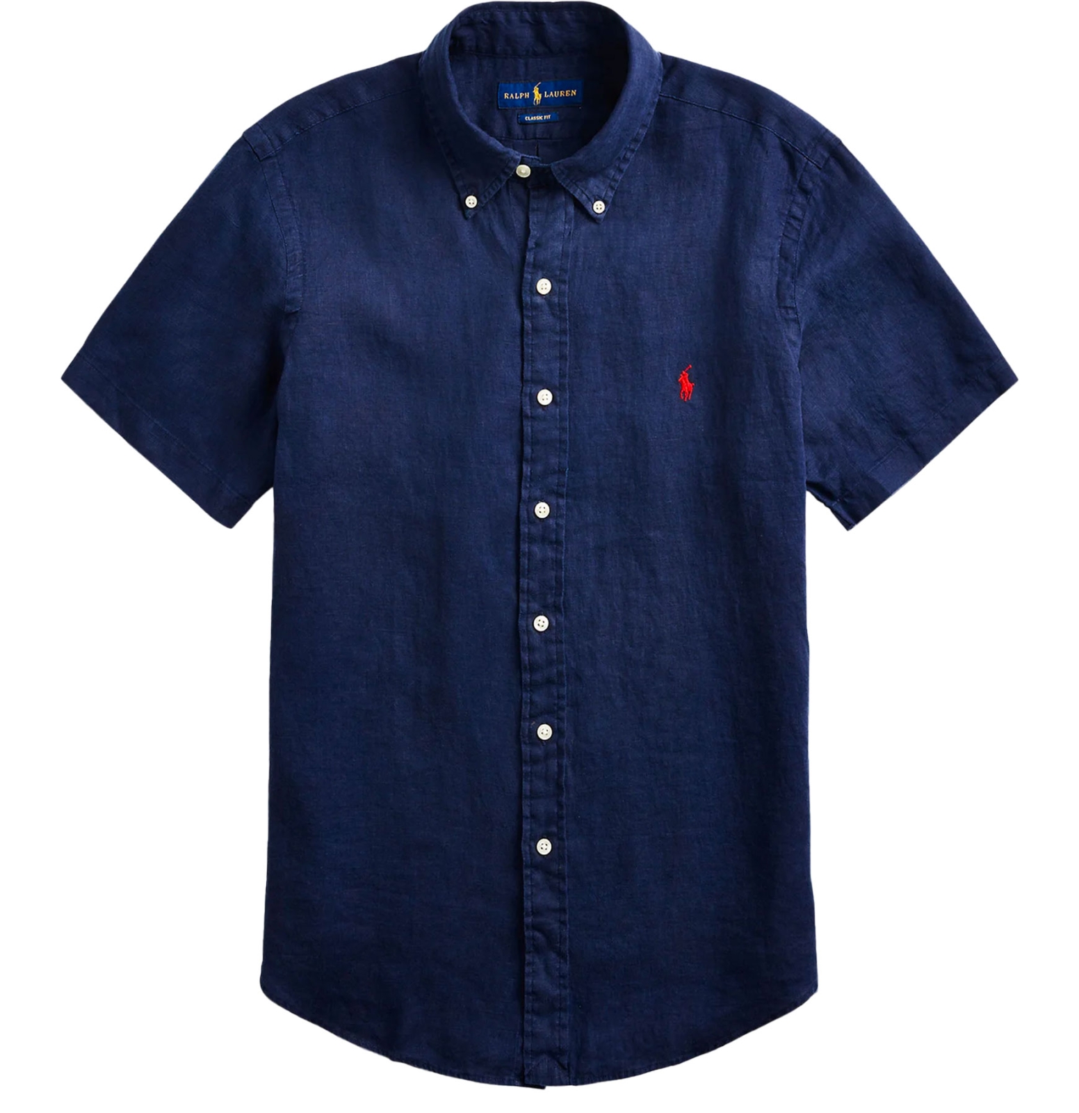 CHEMISE LIN MANCHES COURTES MARINE