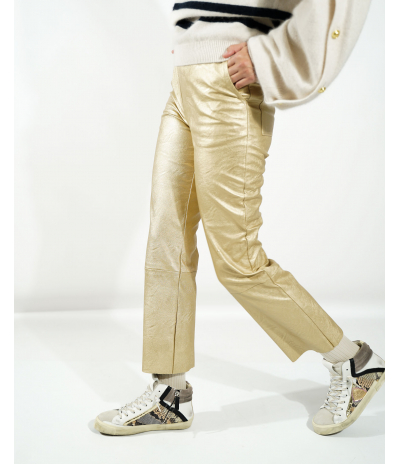Pantalon Cuir Vegan Gold