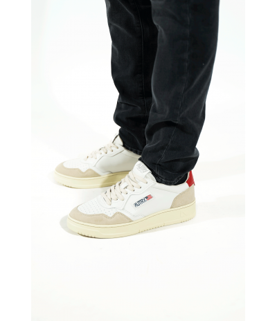 Basket Low Leat Suede White Red