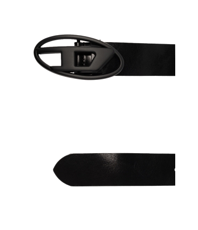 Ceinture Oval Logo Noir Brillant