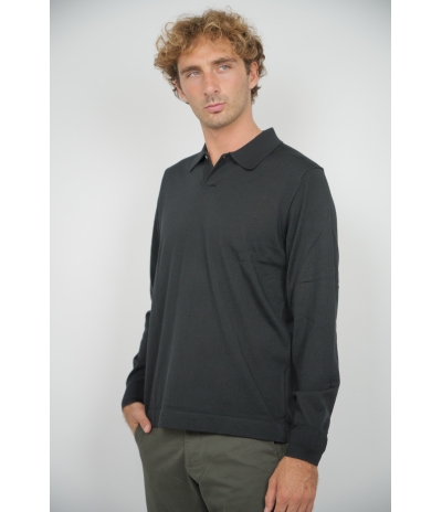 Jon Tech Merino Polo Black